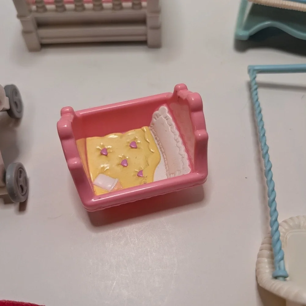 Vtg 90's Fisher Price Loving Family Dollhouse Nursery Furniture Lot Baby Crib